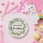 Modern Farmhouse kerstmis Rustic Wood Papieren Bordje (Feest)