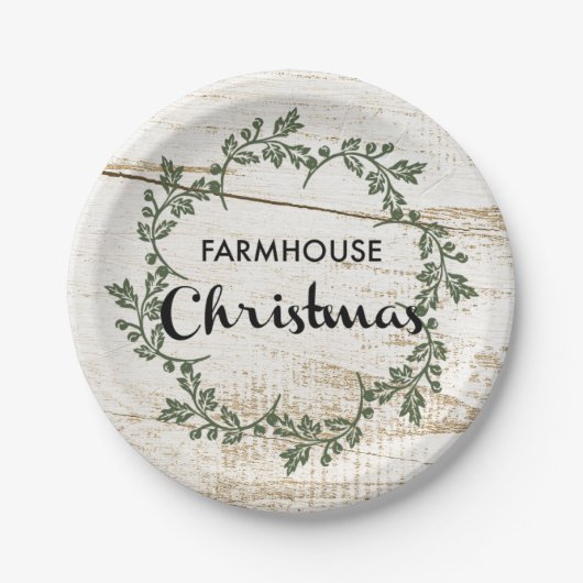 Modern Farmhouse kerstmis Rustic Wood Papieren Bordje (Voorkant)