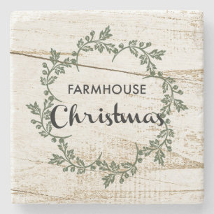 Modern Farmhouse kerstmis Rustic Wood Stenen Onderzetter