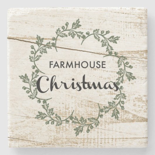 Modern Farmhouse kerstmis Rustic Wood Stenen Onderzetter (Voorkant)