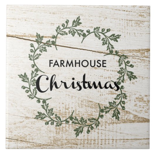 Modern Farmhouse kerstmis Rustic Wood Tegeltje (Voorkant)