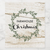 Modern Farmhouse kerstmis Rustic Wood Wijn Etiket (Enkel label)