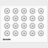 Modern Farmhouse Laurel Wreath Monogram Wood Ronde Sticker (Vel)
