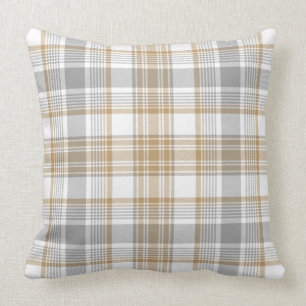 Modern Farmhouse Light Tartan Grijze Sinaasappel Kussen