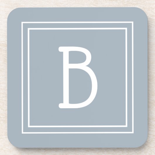 Modern Farmhouse Monogrammed Blue & White Initiaal Bier Onderzetter (Voorkant)