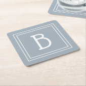 Modern Farmhouse Monogrammed Blue & White Initiaal Kartonnen Onderzetters (Schuin)