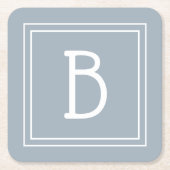 Modern Farmhouse Monogrammed Blue & White Initiaal Kartonnen Onderzetters (Voorkant)