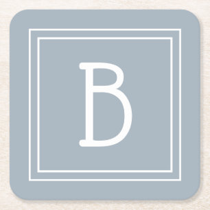 Modern Farmhouse Monogrammed Blue & White Initiaal Kartonnen Onderzetters