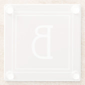 Modern Farmhouse Monogrammed Pink & White Initiaal Glazen Onderzetter (Achterkant)