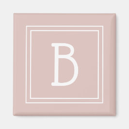Modern Farmhouse Monogrammed Pink & White Initiaal Magneet