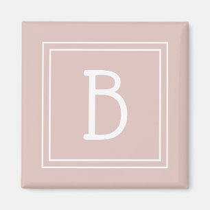 Modern Farmhouse Monogrammed Pink & White Initiaal Magneet