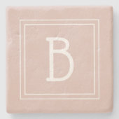 Modern Farmhouse Monogrammed Pink & White Initiaal Stenen Onderzetter (Voorkant)