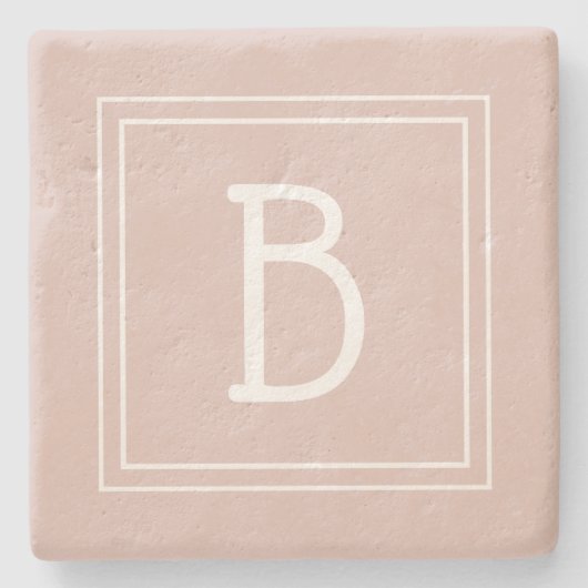 Modern Farmhouse Monogrammed Pink & White Initiaal Stenen Onderzetter (Voorkant)