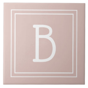 Modern Farmhouse Monogrammed Pink & White Initiaal Tegeltje