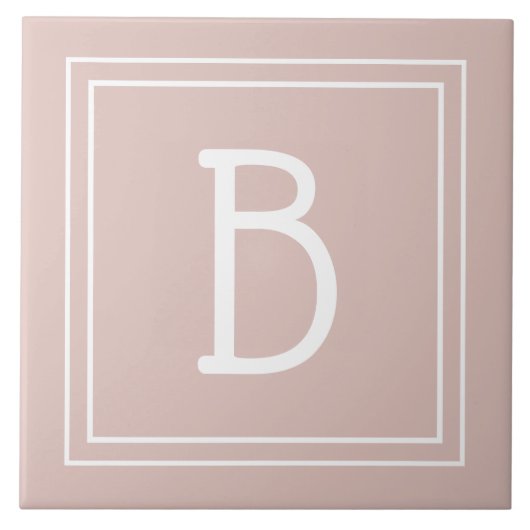 Modern Farmhouse Monogrammed Pink & White Initiaal Tegeltje (Voorkant)
