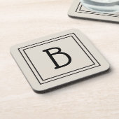 Modern Farmhouse Monogrammed Tan & Black Initiaal Bier Onderzetter (Linkerzijde)