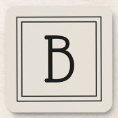 Modern Farmhouse Monogrammed Tan & Black Initiaal Bier Onderzetter (Voorkant)