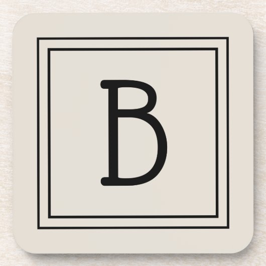 Modern Farmhouse Monogrammed Tan & Black Initiaal Bier Onderzetter (Voorkant)