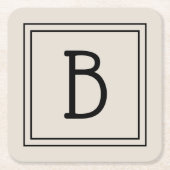 Modern Farmhouse Monogrammed Tan & Black Initiaal Kartonnen Onderzetters (Voorkant)