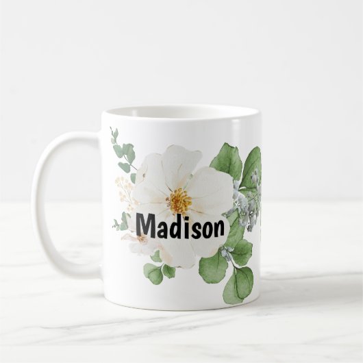 Modern farmhouse personalize custom Floral Mug Koffiemok (Links)