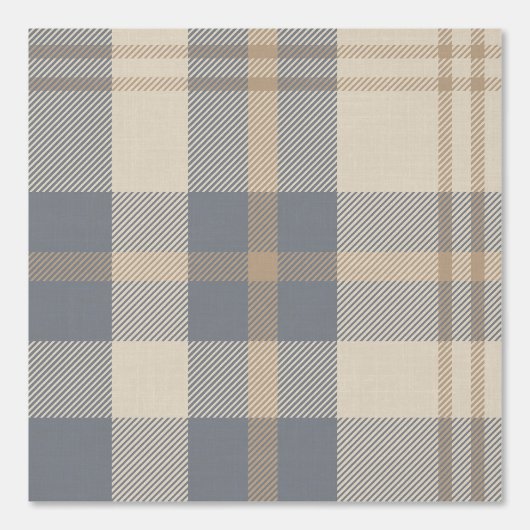 Modern Farmhouse Plaid in Cream and Slate Blue Behang (Voorkant)