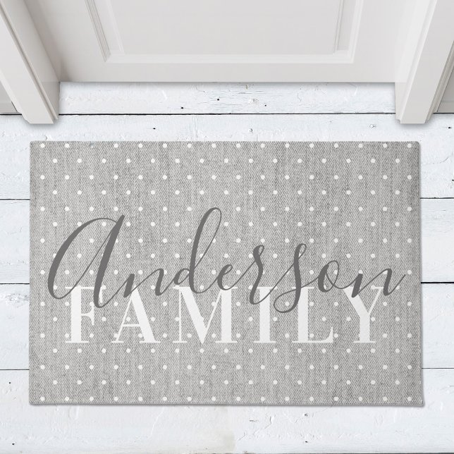 Modern Farmhouse Polka dots Familienaam Doormat Deurmat (Creator heeft geüpload)