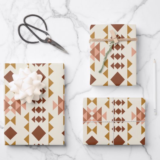 Modern Farmhouse Rustic Terracotta Geometric Art Inpakpapier Vel (Voorkant)