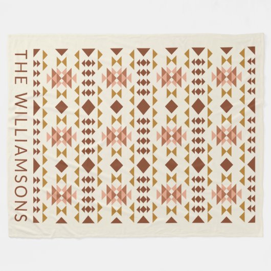 Modern Farmhouse Rustic Terracotta Geometric Name Fleece Deken (Voorkant (Horizontaal))