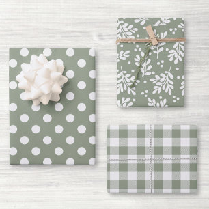 Modern Farmhouse Sage Green Holiday Gift Inpakpapier Vel
