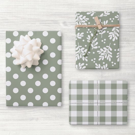 Modern Farmhouse Sage Green Holiday Gift Inpakpapier Vel