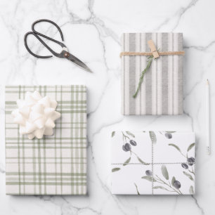 Modern Farmhouse Sage Green Kerstmis Inpakpapier Vel