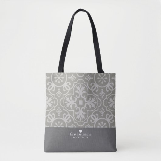 Modern Farmhouse Tile Pattern met Heart Monogram Tote Bag (Voorkant)