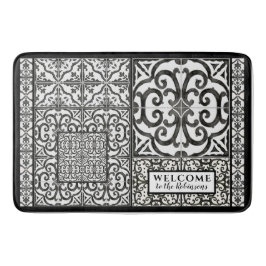 Modern Farmhouse Welcome Black and White Family Badmat
