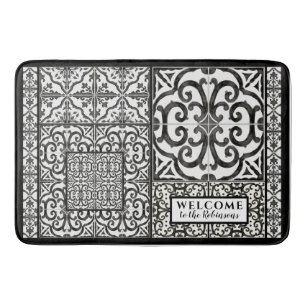 Modern Farmhouse Welcome Black and White Family Badmat