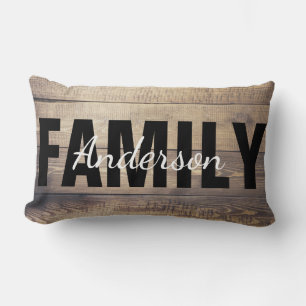 Modern Farmhouse Wood Rustic Family Name Kussen