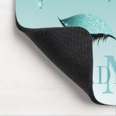 Modern fashionable Blauwgroen Glitter Lashes Monog Muismat (Hoek)