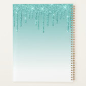 Modern fashionable Blauwgroen Glitter Monogram Planner (Achterkant)