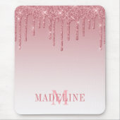 Modern fashionable Dusty Pink Monogram Glitter Muismat (Voorkant)