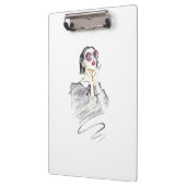 Modern Fashionable Girl Black en Red Trendy Klembord (Links)