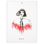 Modern Fashionable Girl Black en Red Trendy Klembord (Achterkant)