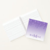Modern fashionable Paars Glitter Monogram Notitieboek (Binnen)