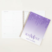 Modern fashionable Paars Glitter Monogram Planner (Display)