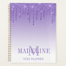 Modern fashionable Paars Glitter Monogram