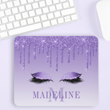 Modern Fashionable Paarse Glitter Lashes Monogram