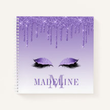 Modern Fashionable Paarse Glitter Lashes Monogram