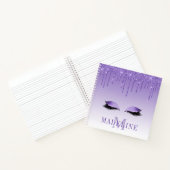 Modern Fashionable Paarse Glitter Lashes Monogram Notitieboek (Binnen)