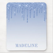 Modern Fashionable Trendy Dusty Blue Glitter Drip Muismat (Voorkant)