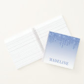Modern Fashionable Trendy Dusty Blue Glitter Drip Notitieboek (Binnen)