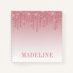 Modern Fashionable Trendy Dusty Pink Glitter Drip Notitieboek