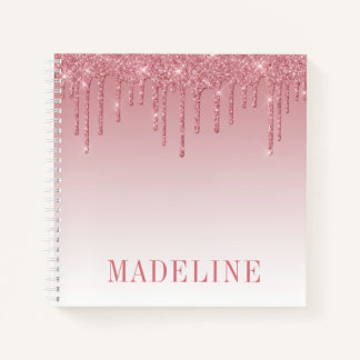 Modern Fashionable Trendy Dusty Pink Glitter Drip Notitieboek